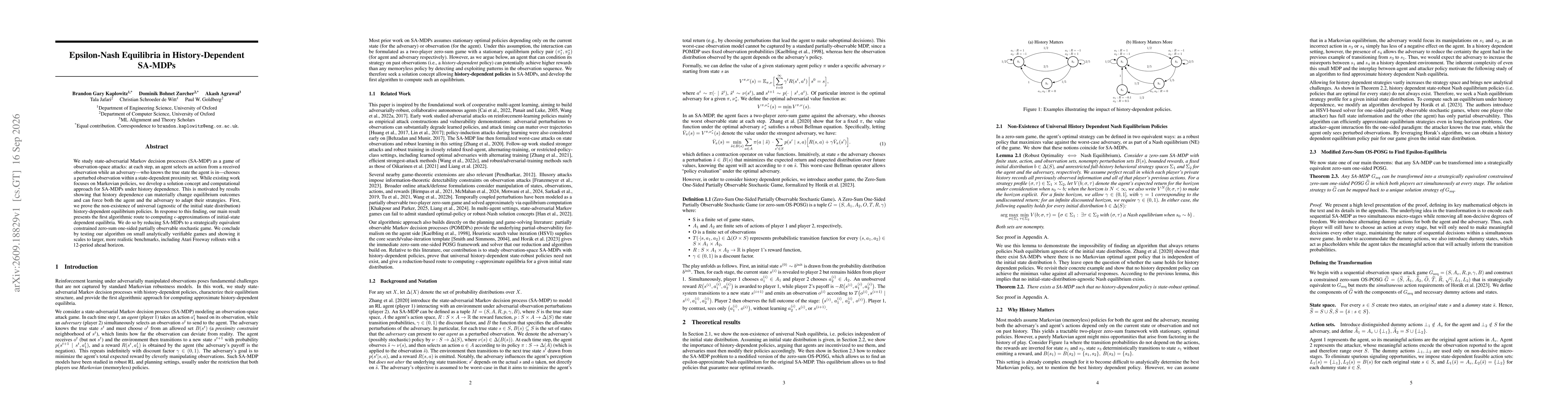 Thumbnail for Epsilon-Nash Equilibria in History-Dependent SA-MDPs