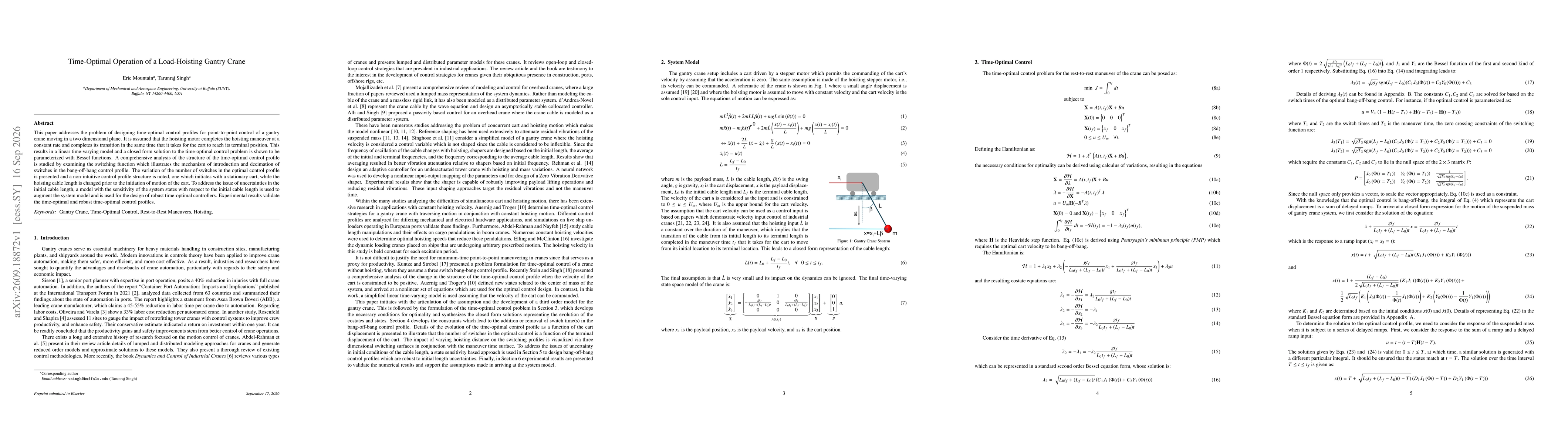 Thumbnail for Time-Optimal Operation of a Load-Hoisting Gantry Crane
