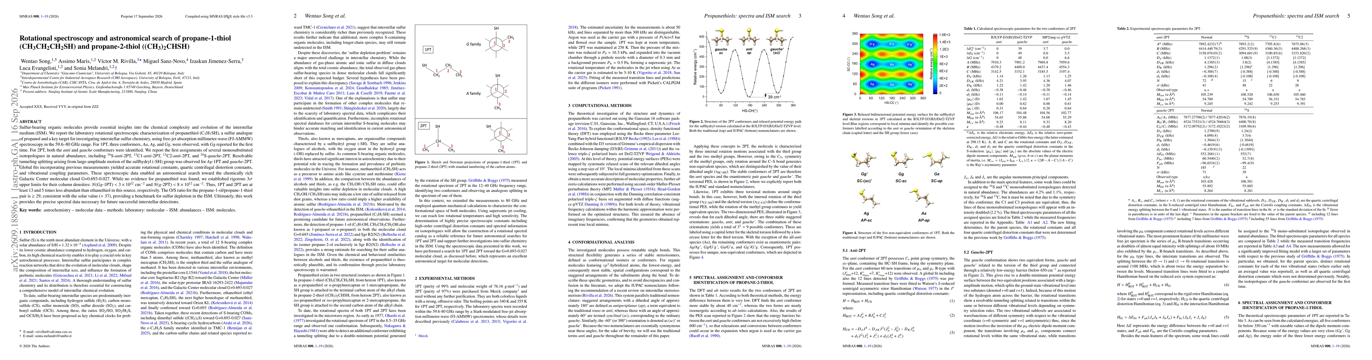 Thumbnail for Rotational spectroscopy and astronomical search of propane-1-thiol (CH3CH2CH2SH) and propane-2-thiol ((CH3)2CHSH)