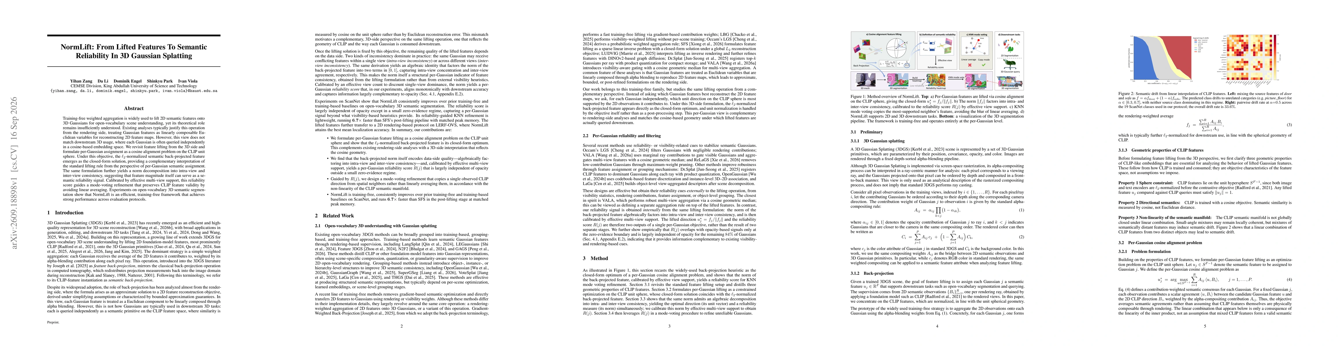 Thumbnail for NormLift: From Lifted Features To Semantic Reliability In 3D Gaussian Splatting