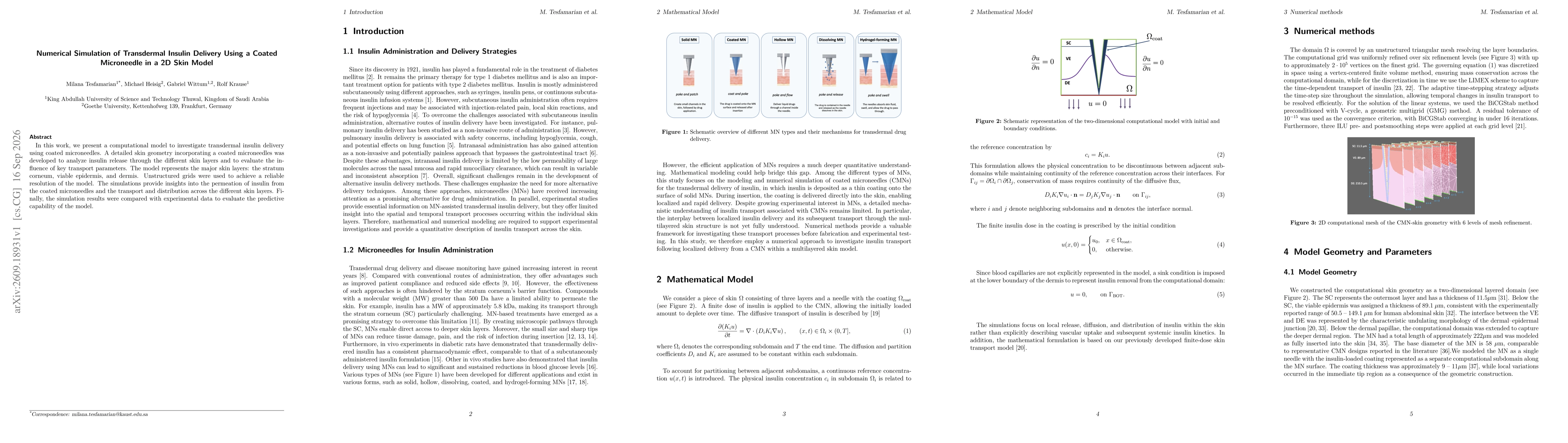 Thumbnail for Numerical Simulation of Transdermal Insulin Delivery Using a Coated Microneedle in a 2D Skin Model