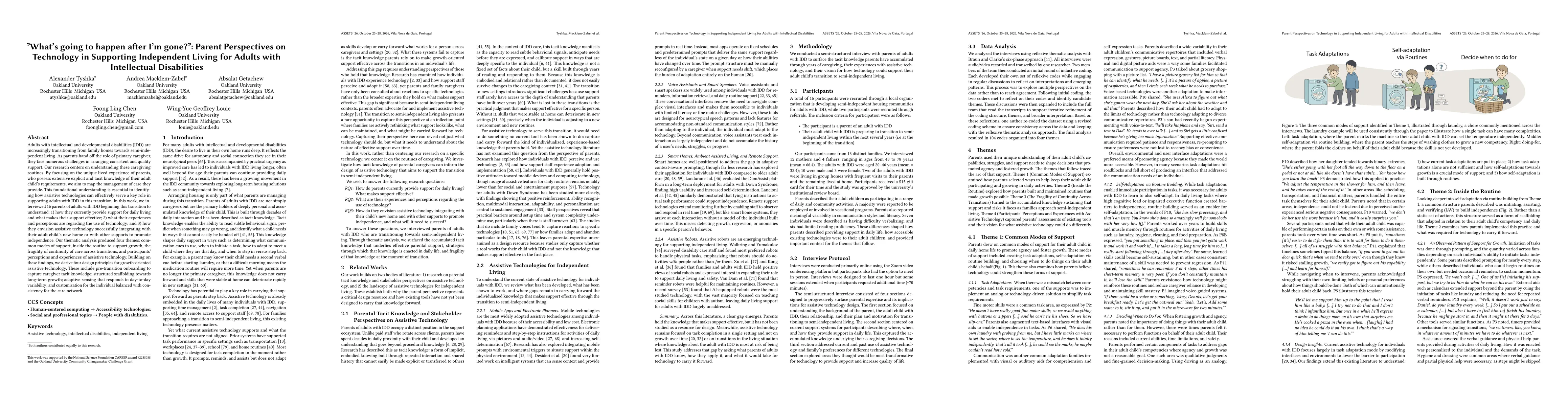 Thumbnail for "What's going to happen after I'm gone?": Parent Perspectives on Technology in Supporting Independent Living for Adults with Intellectual Disabilities