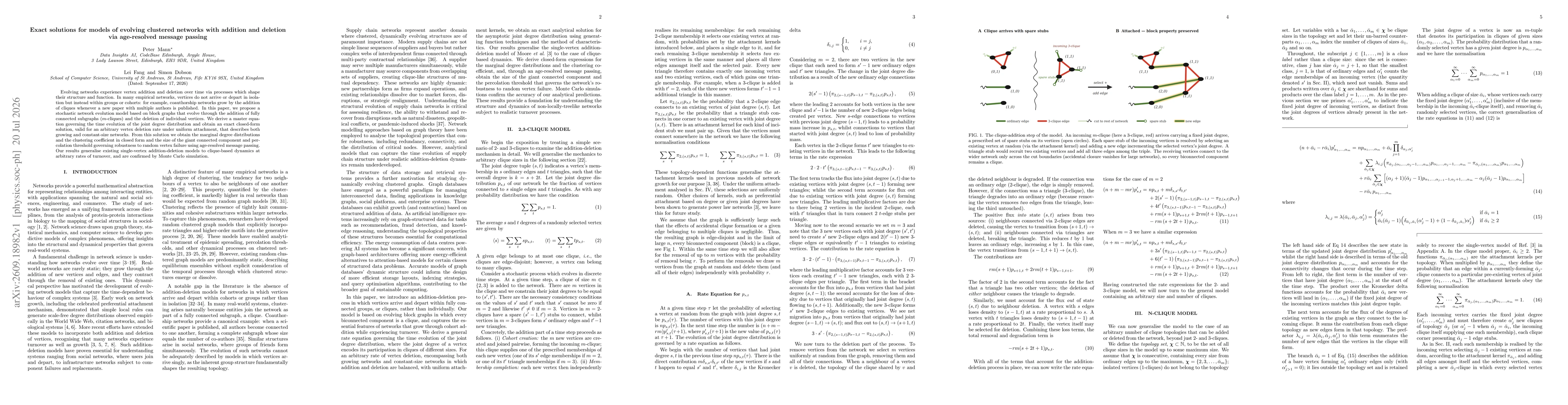 Thumbnail for Exact solutions for models of evolving clustered networks with addition and deletion via age-resolved message passing