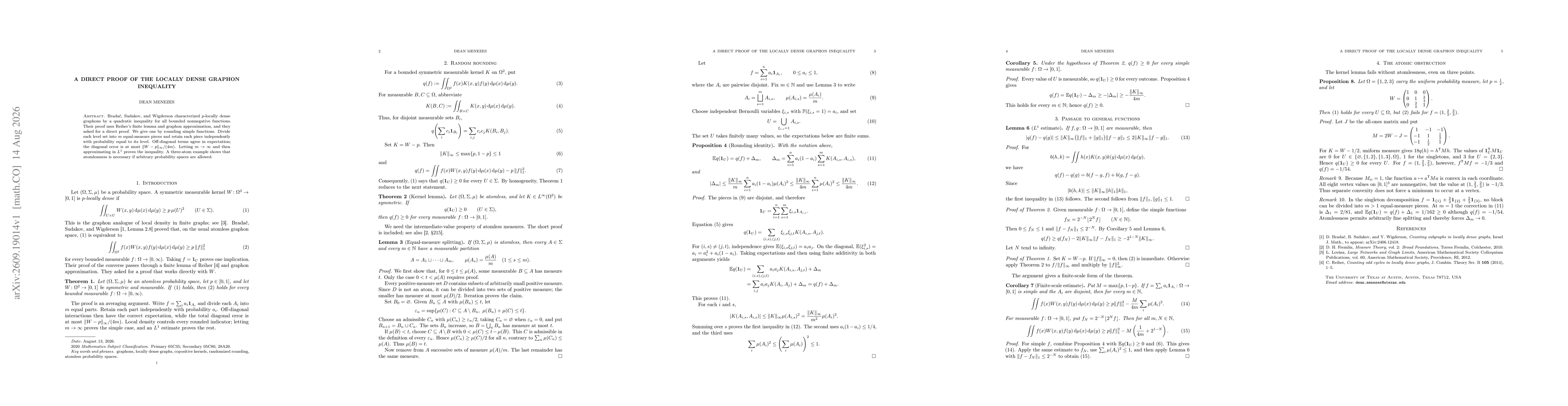 Thumbnail for A Direct Proof of the Locally Dense Graphon Inequality