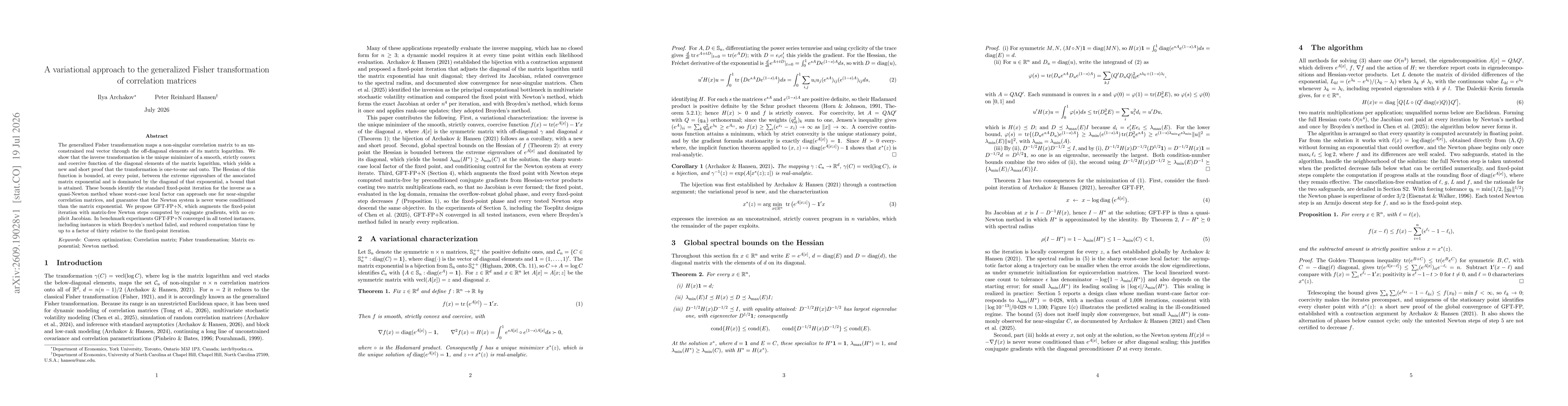 Thumbnail for A variational approach to the generalized Fisher transformation of correlation matrices