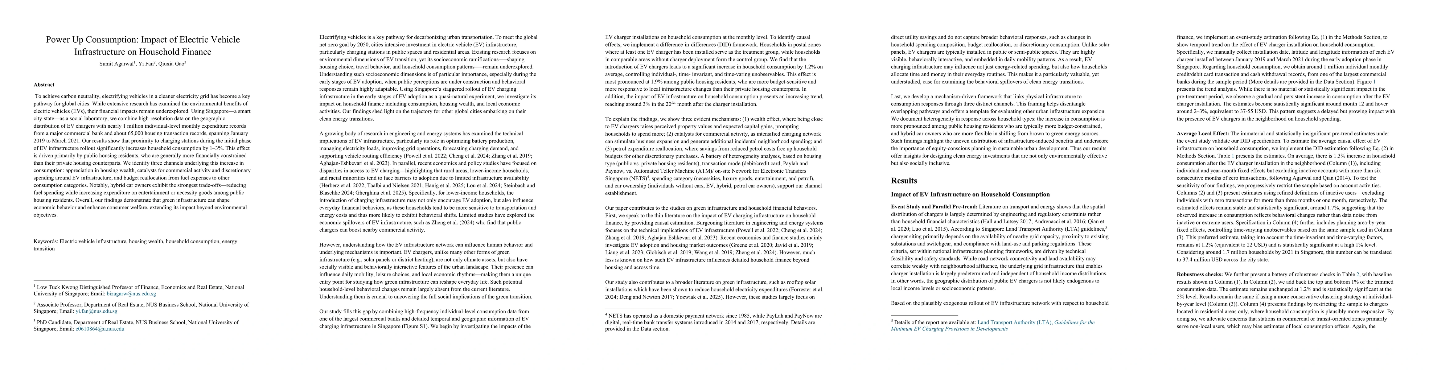 Thumbnail for Power Up Consumption: Impact of Electric Vehicle Infrastructure on Household Finance