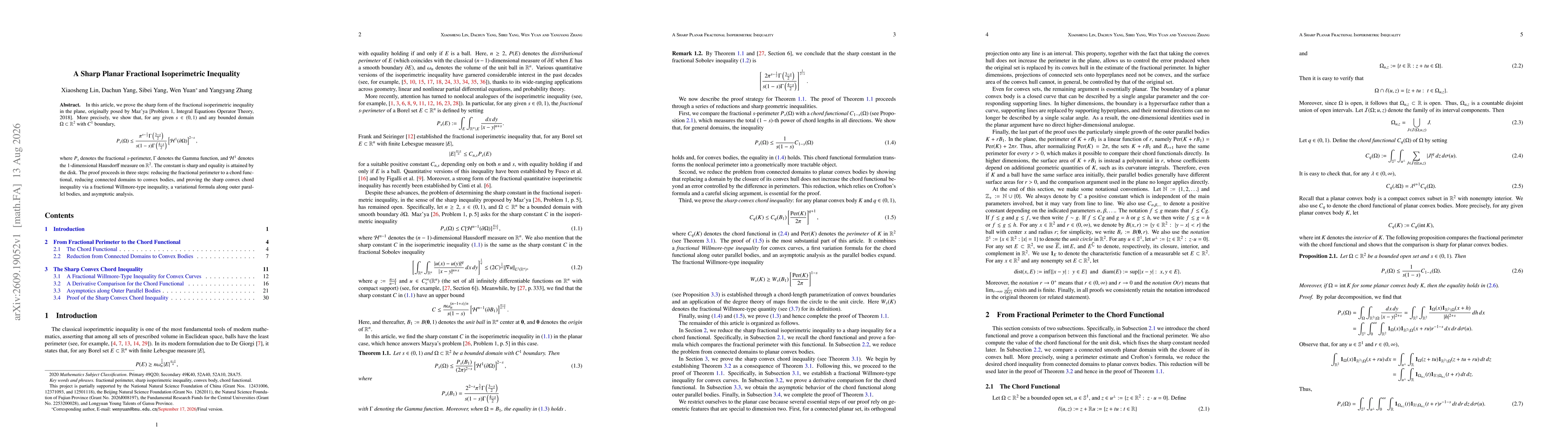 Thumbnail for A Sharp Planar Fractional Isoperimetric Inequality