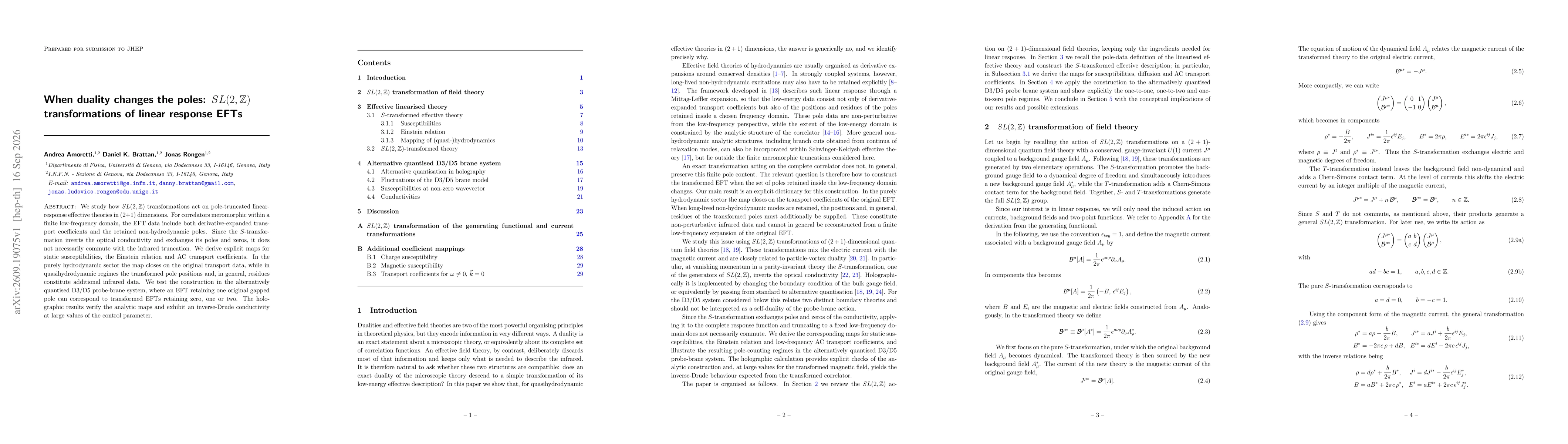 Thumbnail for When duality changes the poles: $SL(2,\mathbb{Z})$ transformations of linear response EFTs