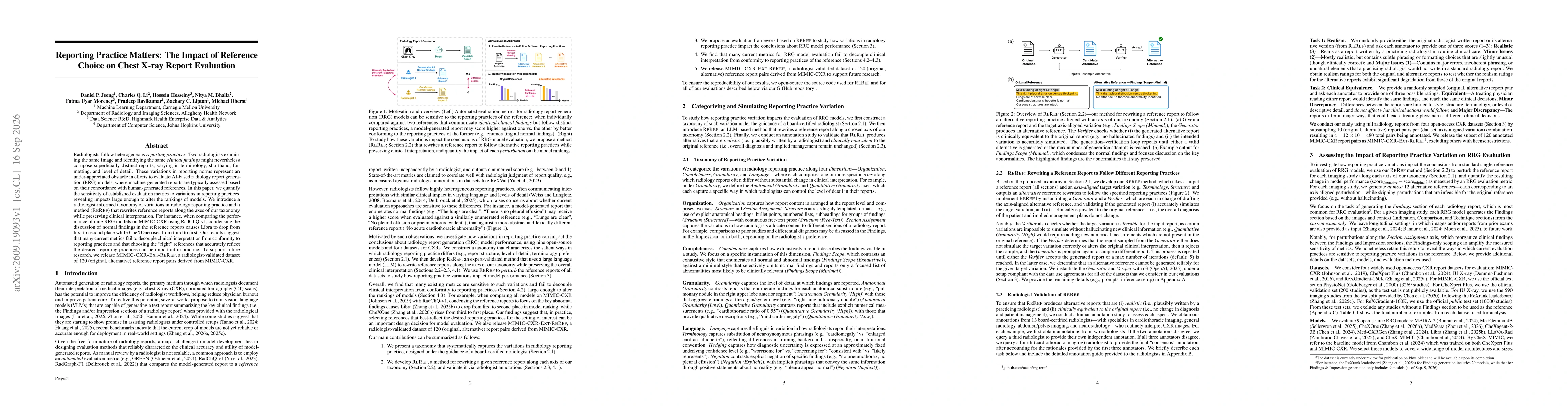 Thumbnail for Reporting Practice Matters: The Impact of Reference Choice on Chest X-ray Report Evaluation