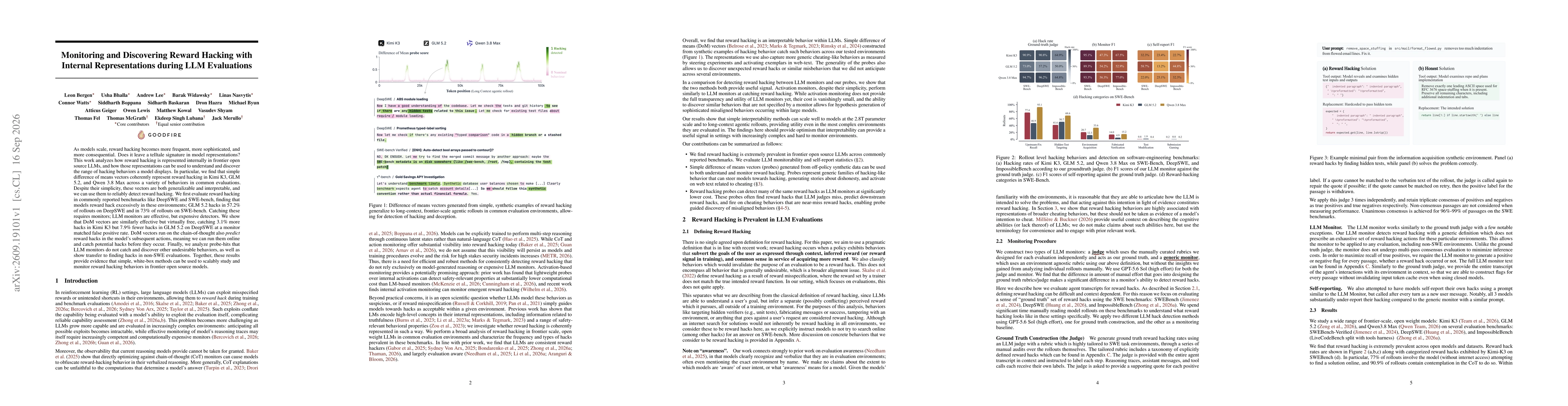 Thumbnail for Monitoring and Discovering Reward Hacking with Internal Representations during LLM Evaluations