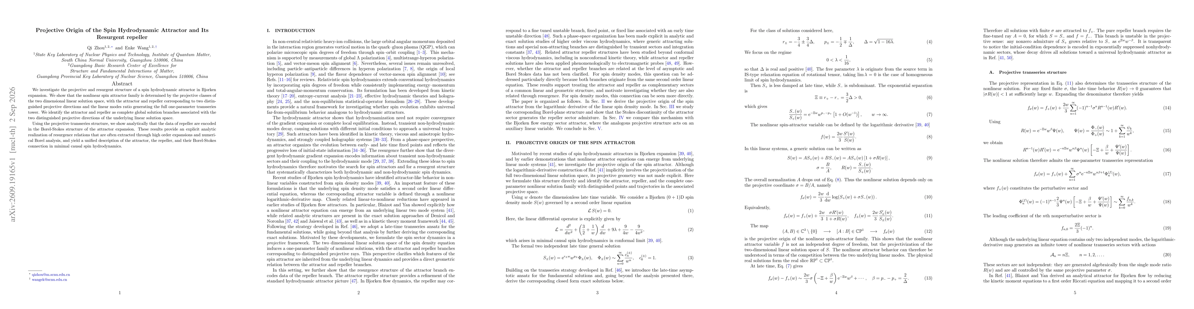 Thumbnail for Projective Origin of the Spin Hydrodynamic Attractor and Its Resurgent repeller