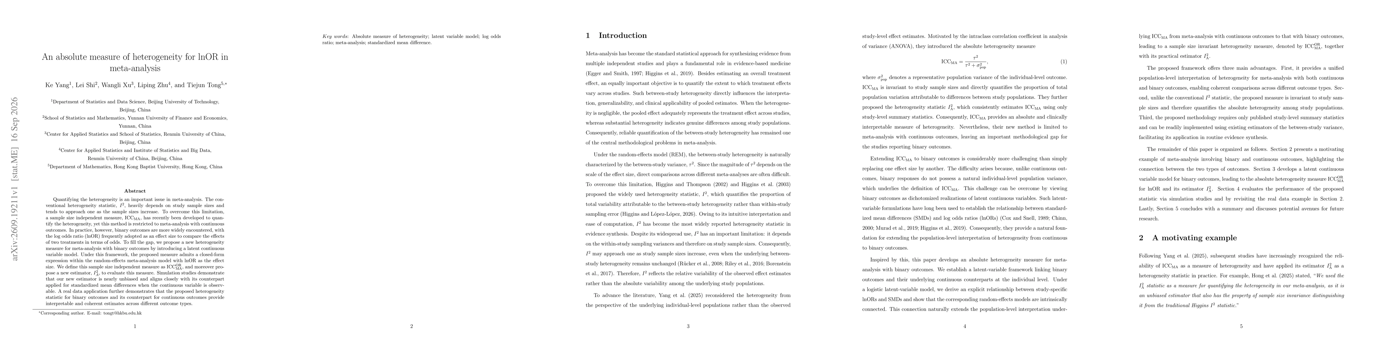 Thumbnail for An absolute measure of heterogeneity for lnOR in meta-analysis