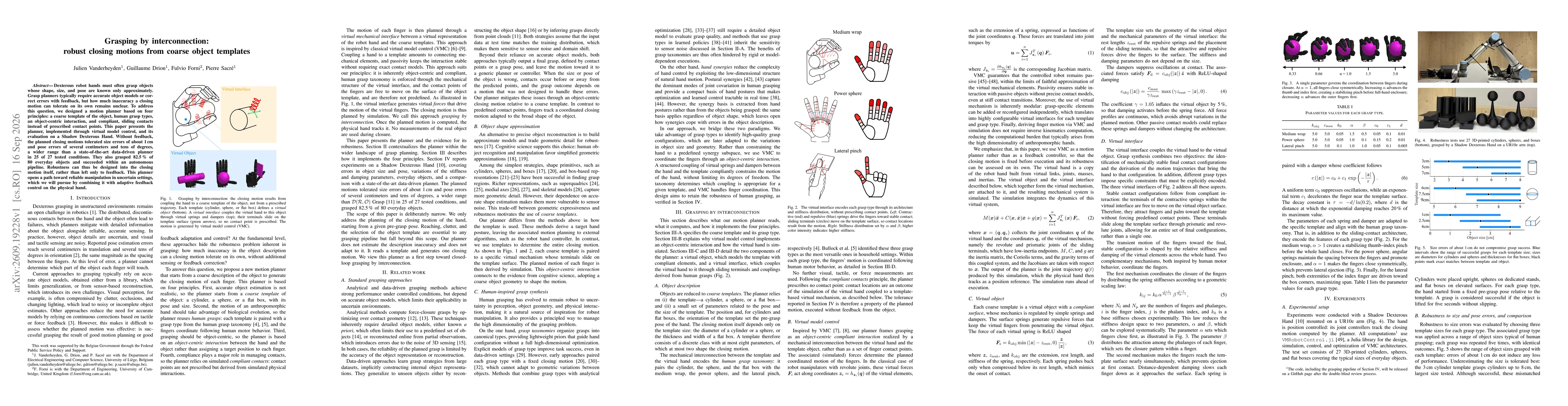 Thumbnail for Grasping by interconnection: robust closing motions from coarse object templates