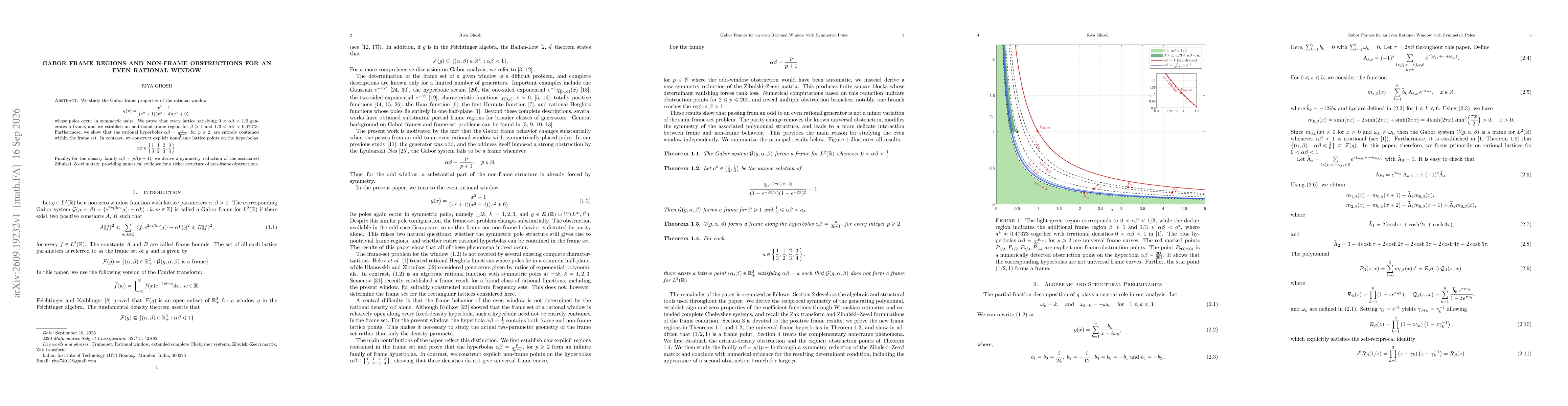 Thumbnail for Gabor Frame Regions and Non-Frame Obstructions for an even Rational Window