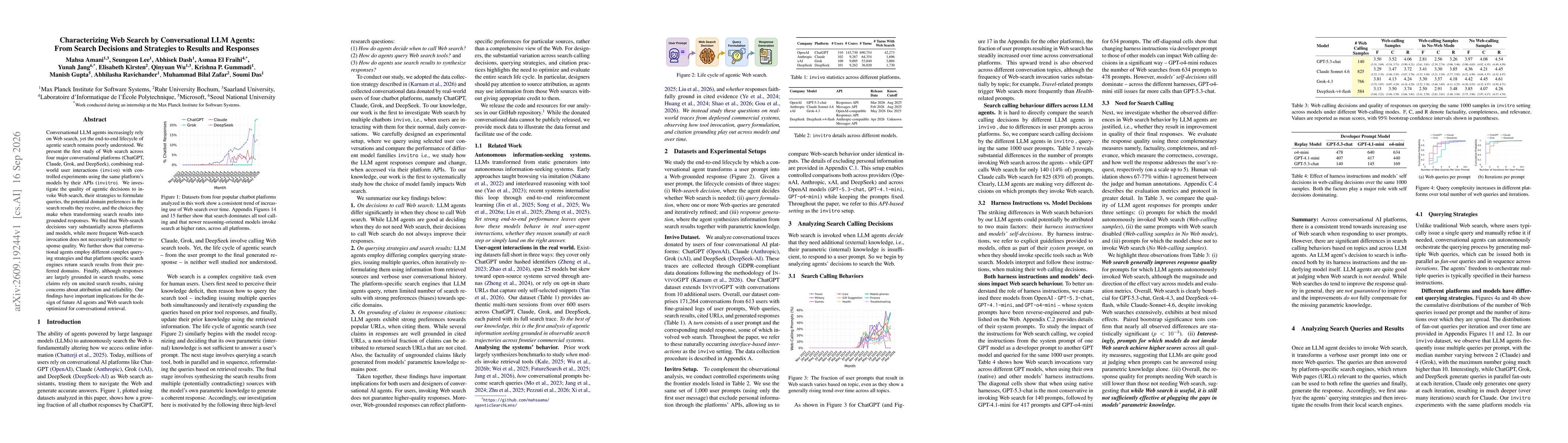 Thumbnail for Characterizing Web Search by Conversational LLM Agents: From Search Decisions and Strategies to Results and Responses