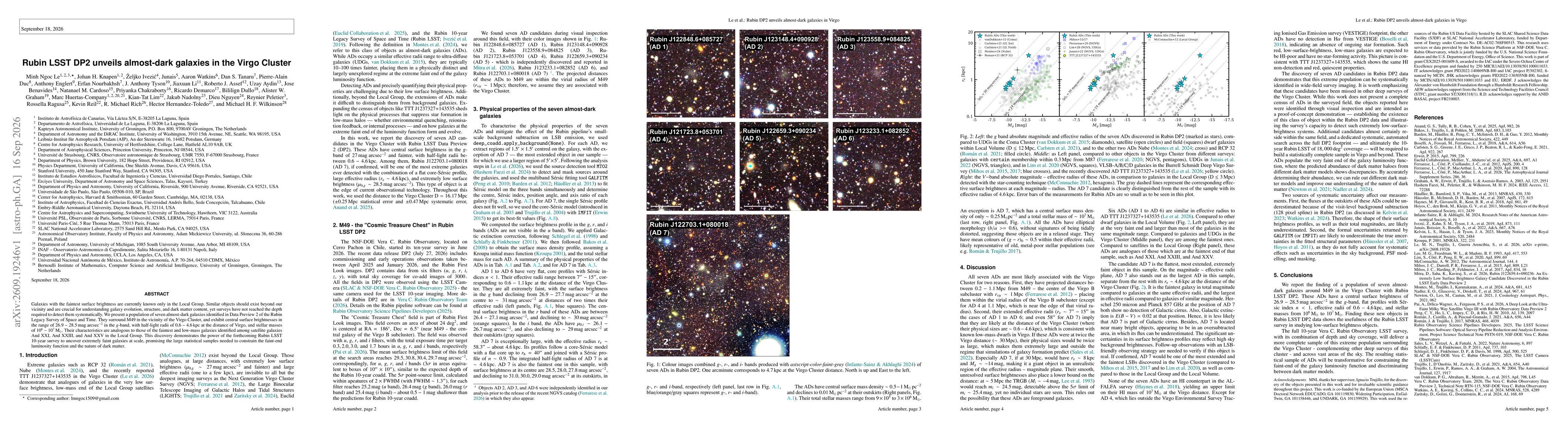 Thumbnail for Rubin LSST DP2 unveils almost-dark galaxies in the Virgo Cluster