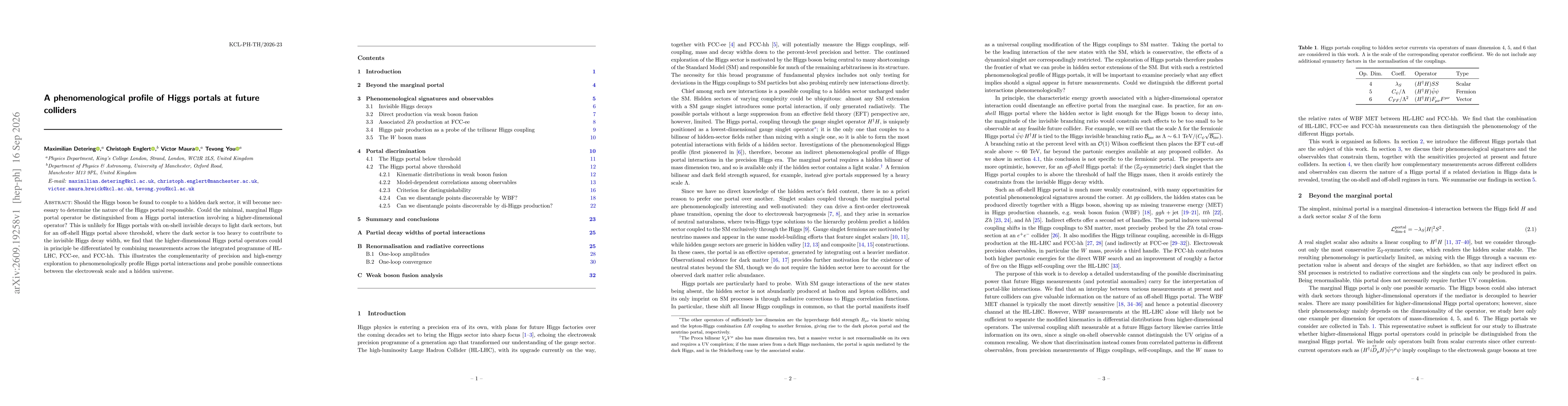 Thumbnail for A phenomenological profile of Higgs portals at future colliders