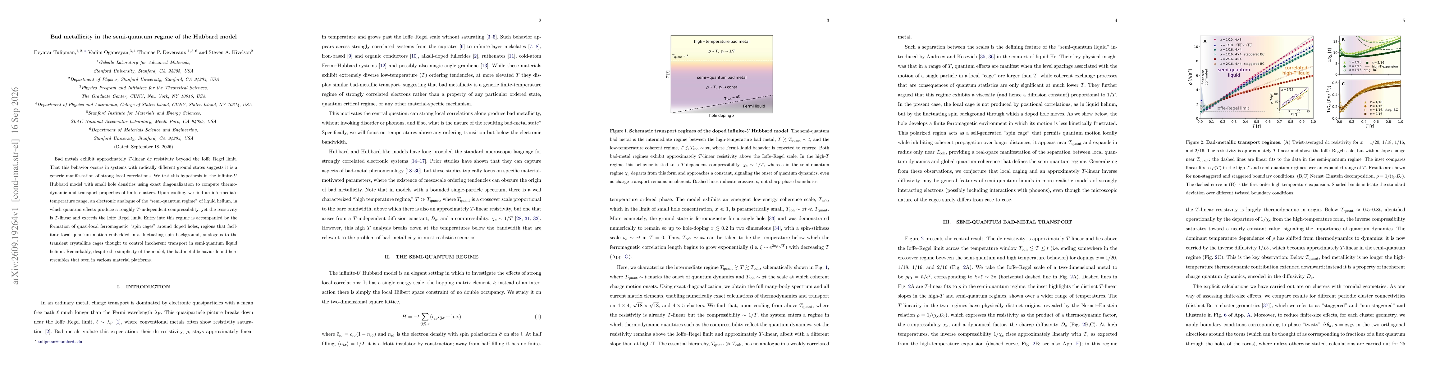 Thumbnail for Bad metallicity in the semi-quantum regime of the Hubbard model
