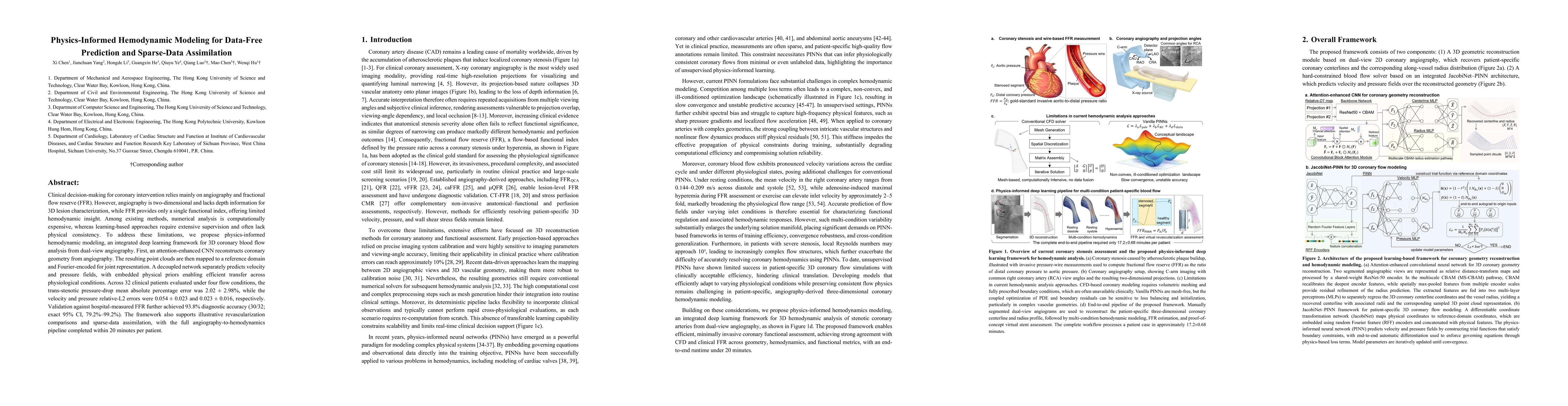 Thumbnail for Physics-Informed Hemodynamic Modeling for Data-Free Prediction and Sparse-Data Assimilation