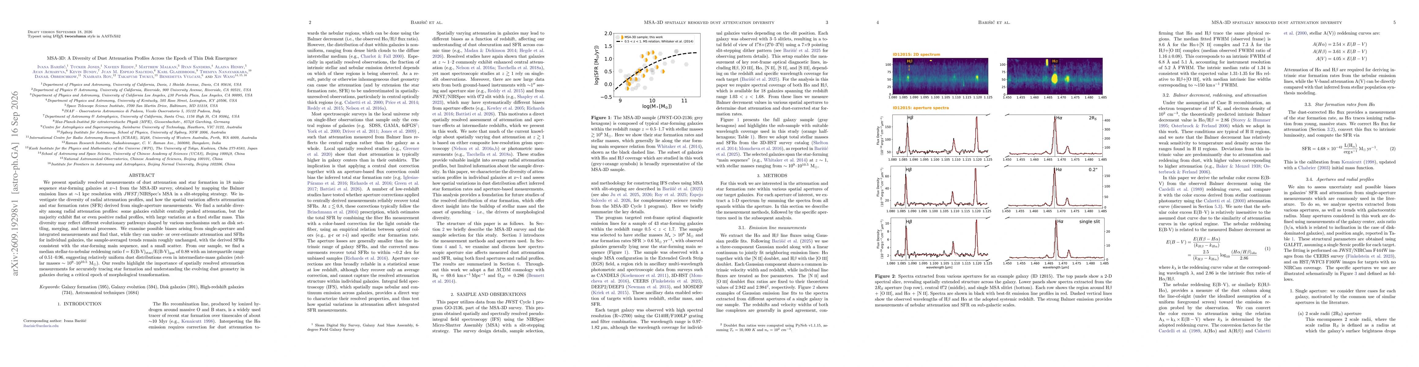 Thumbnail for MSA-3D: A Diversity of Dust Attenuation Profiles Across the Epoch of Thin Disk Emergence