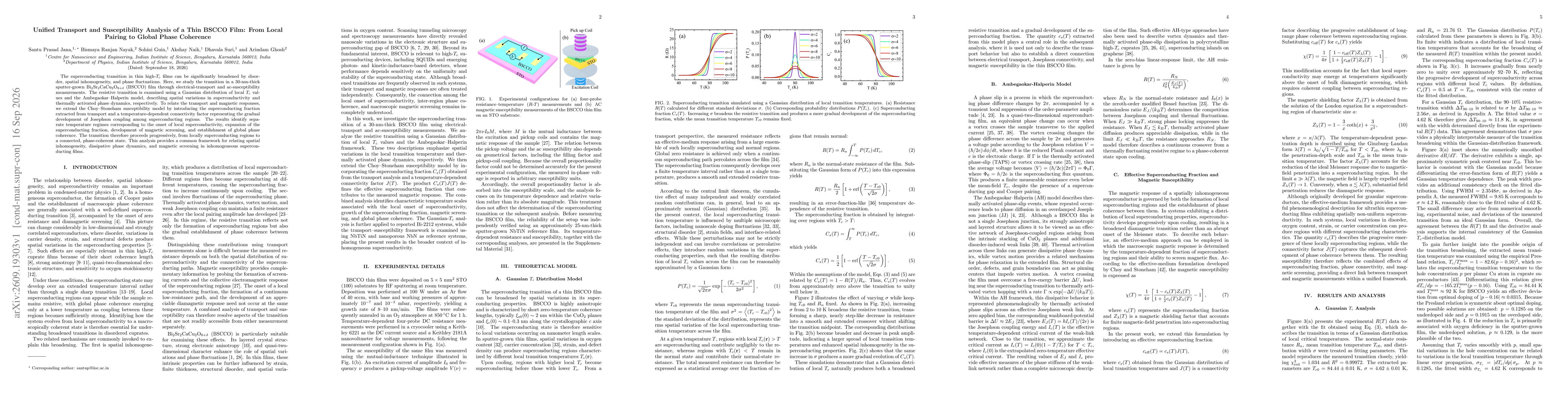 Thumbnail for Unified Transport and Susceptibility Analysis of a Thin BSCCO Film: From Local Pairing to Global Phase Coherence