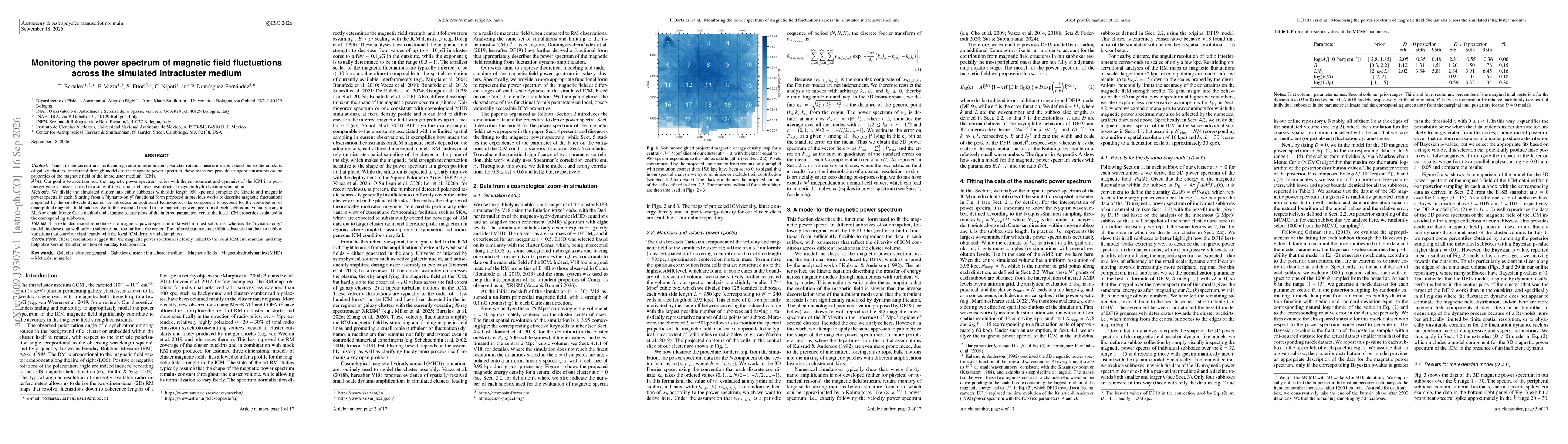 Thumbnail for Monitoring the power spectrum of magnetic field fluctuations across the simulated intracluster medium