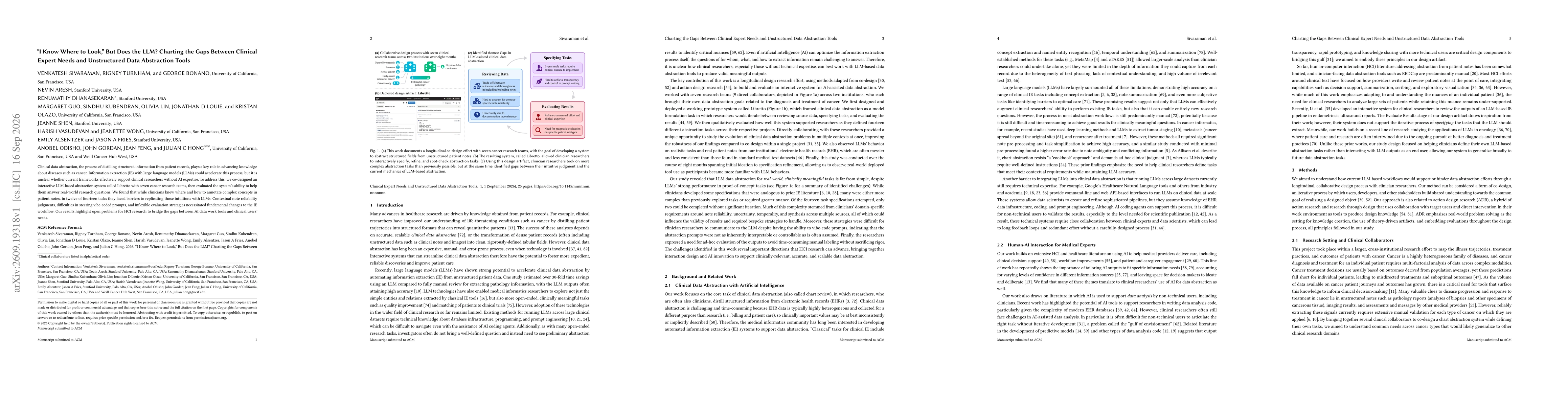 Thumbnail for "I Know Where to Look," But Does the LLM? Charting the Gaps Between Clinical Expert Needs and Unstructured Data Abstraction Tools