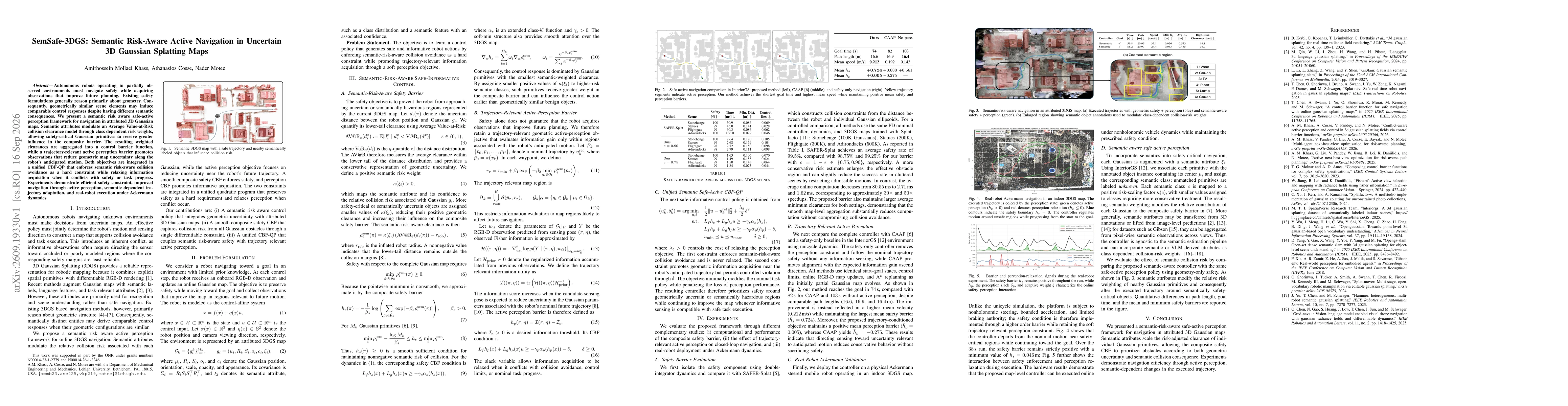 Thumbnail for SemSafe-3DGS: Semantic Risk-Aware Active Navigation in Uncertain 3D Gaussian Splatting Maps