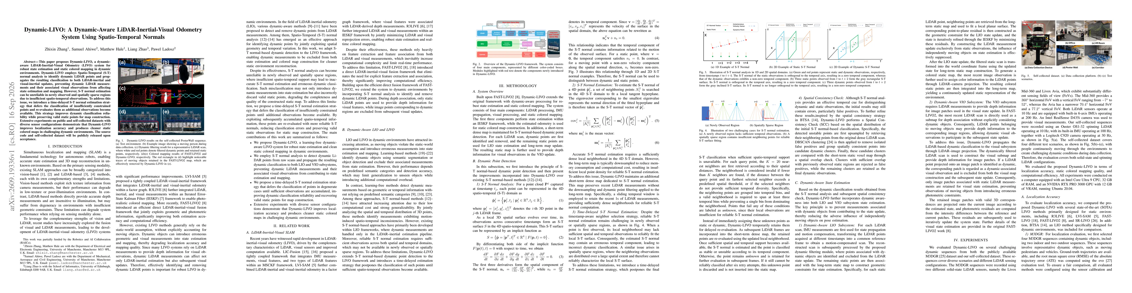 Thumbnail for Dynamic-LIVO: A Dynamic-Aware LiDAR-Inertial-Visual Odometry System Using Spatio-Temporal Normals