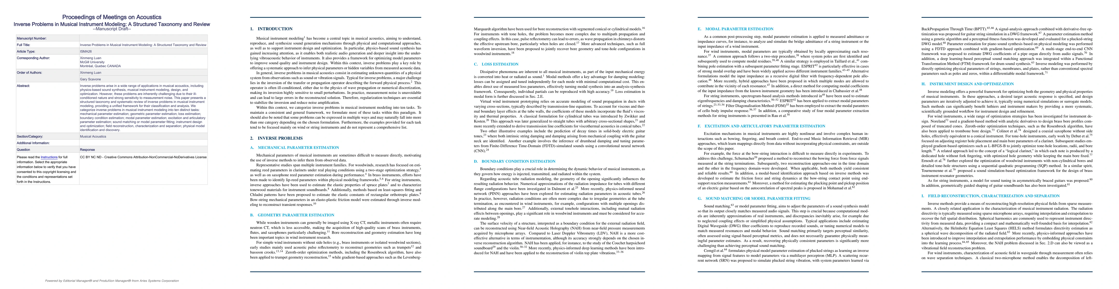 Thumbnail for Inverse Problems in Musical Instrument Modeling: A Structured Taxonomy and Review