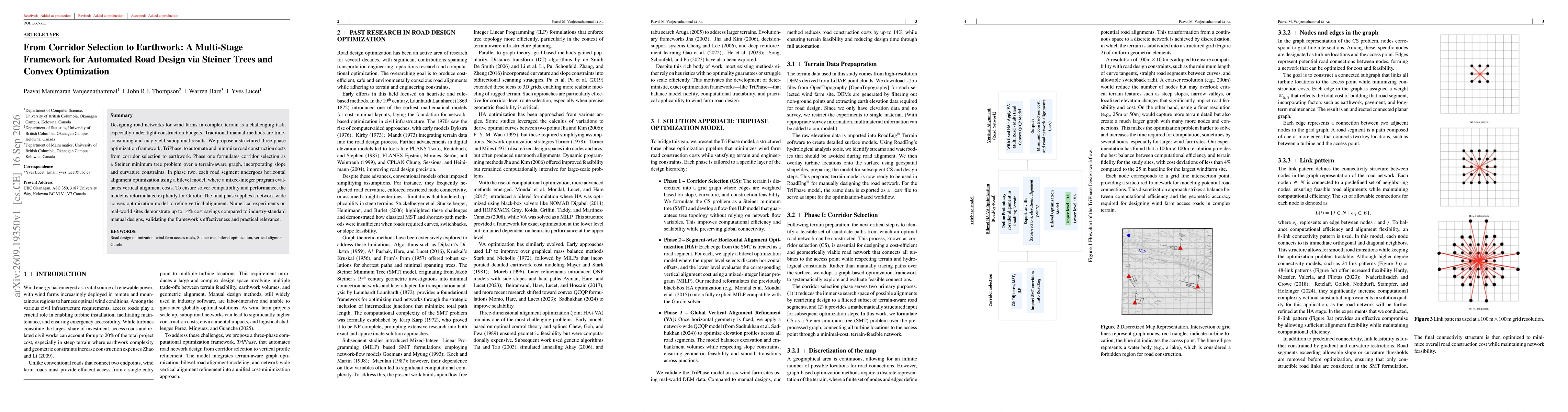 Thumbnail for From Corridor Selection to Earthwork: A Multi-Stage Framework for Automated Road Design via Steiner Trees and Convex Optimization