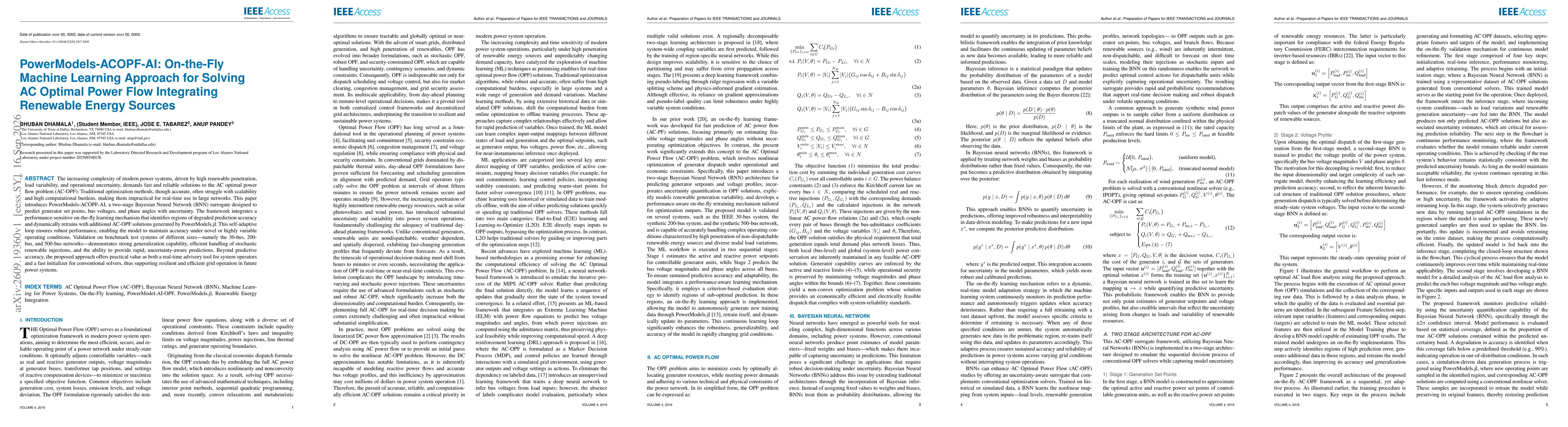 Thumbnail for PowerModels-ACOPF-AI: On-the-Fly Machine Learning Approach for Solving AC Optimal Power Flow Integrating Renewable Energy Sources
