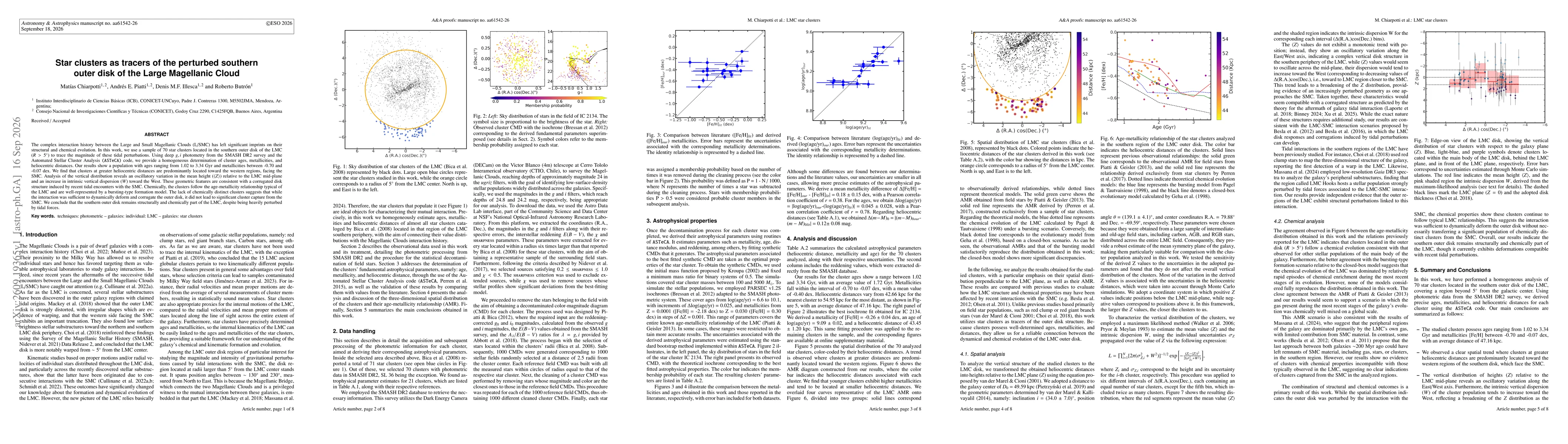 Thumbnail for Star clusters as tracers of the perturbed southern outer disk of the Large Magellanic Cloud