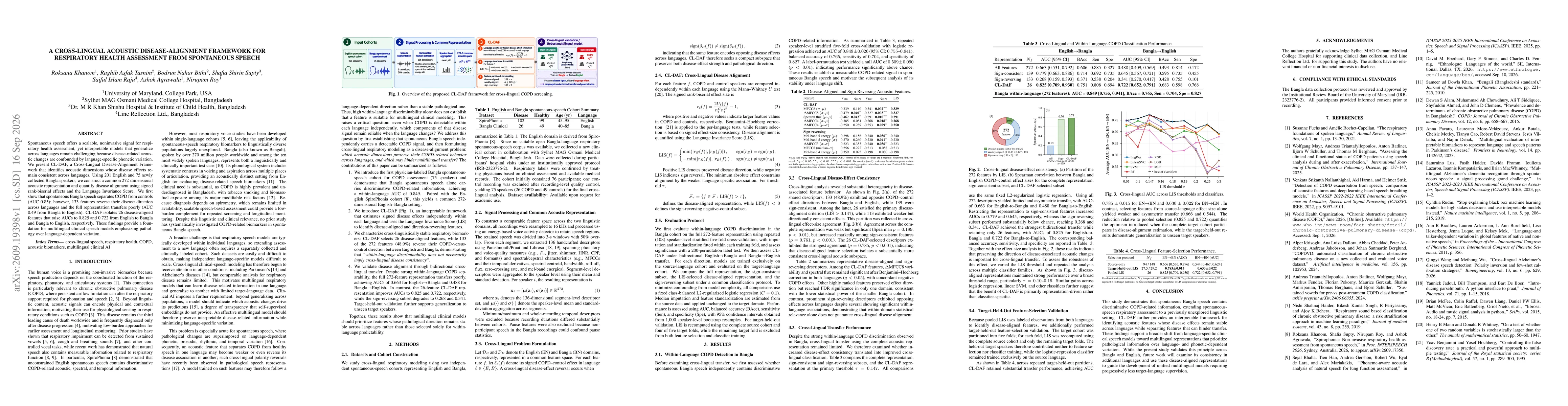 Thumbnail for A Cross-Lingual Acoustic Disease-Alignment Framework for Respiratory Health Assessment from Spontaneous Speech