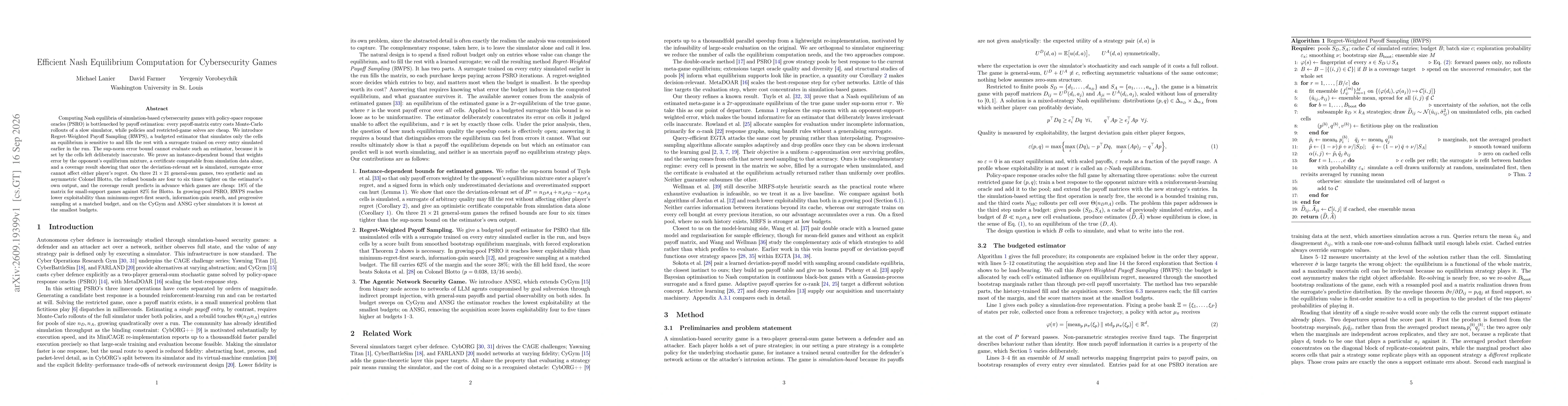 Thumbnail for Efficient Nash Equilibrium Computation for Cybersecurity Games