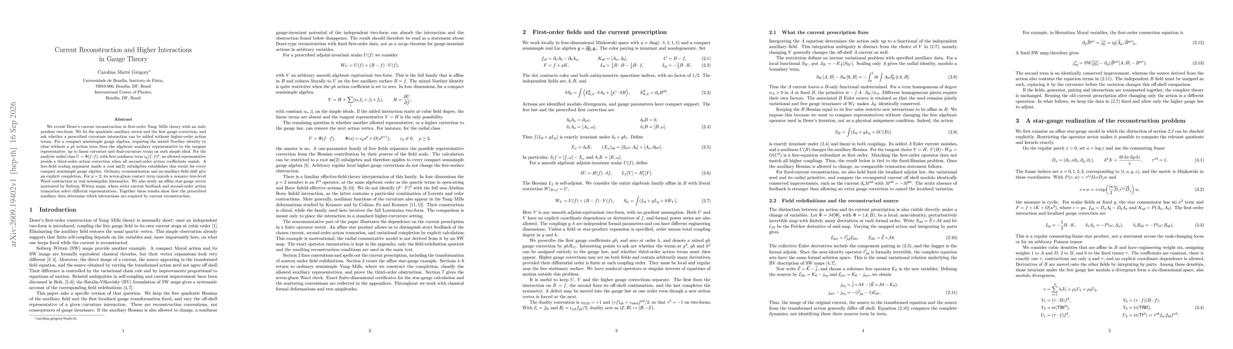Thumbnail for Current Reconstruction and Higher Interactions in Gauge Theory