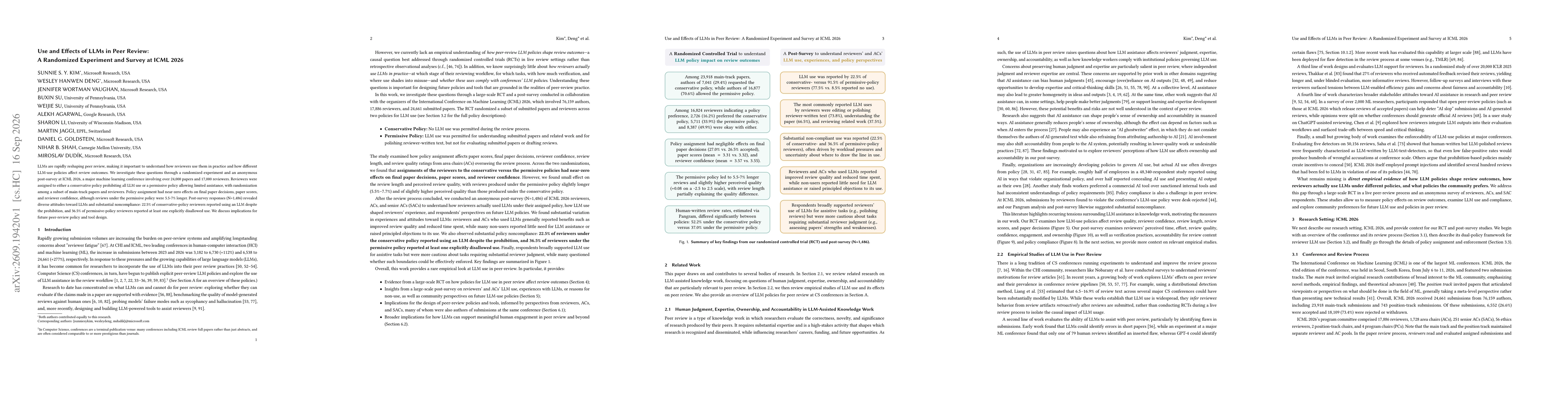 Thumbnail for Use and Effects of LLMs in Peer Review: A Randomized Experiment and Survey at ICML 2026