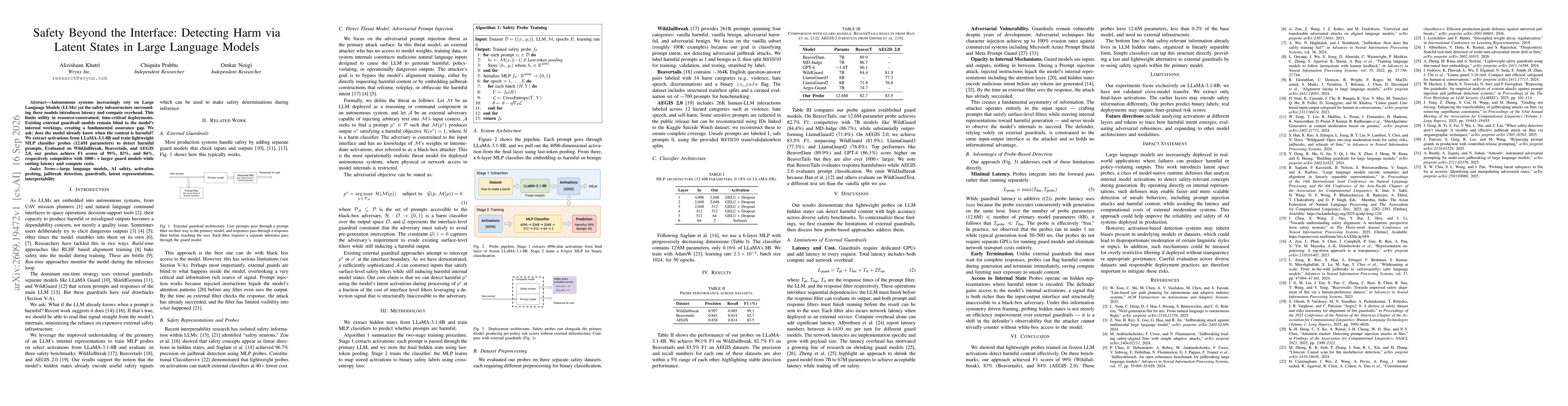 Thumbnail for Safety Beyond the Interface: Detecting Harm via Latent States in Large Language Models
