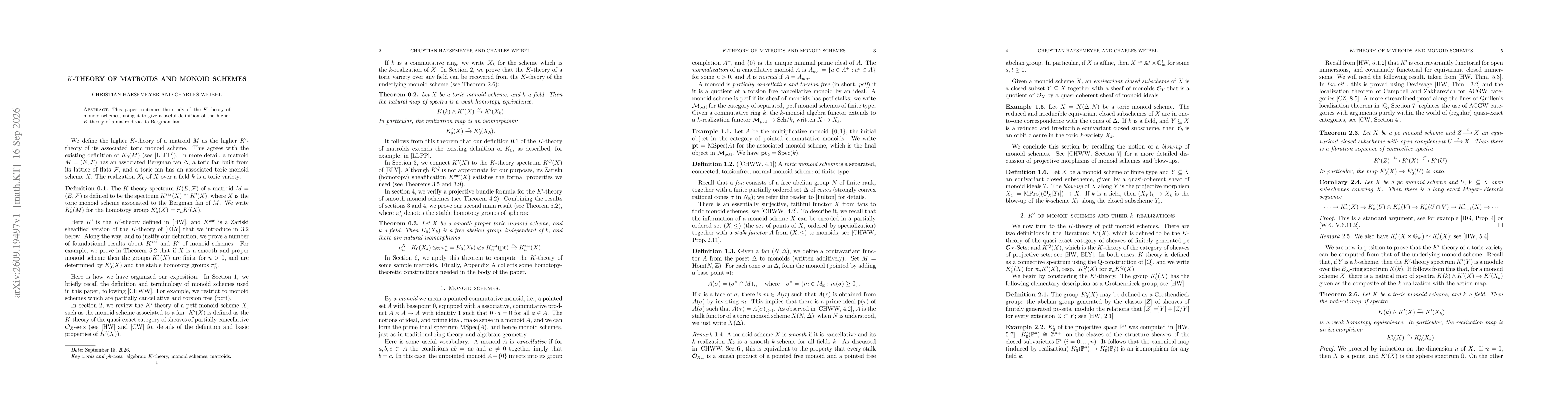 Thumbnail for K-theory of Matroids and Monoid Schemes