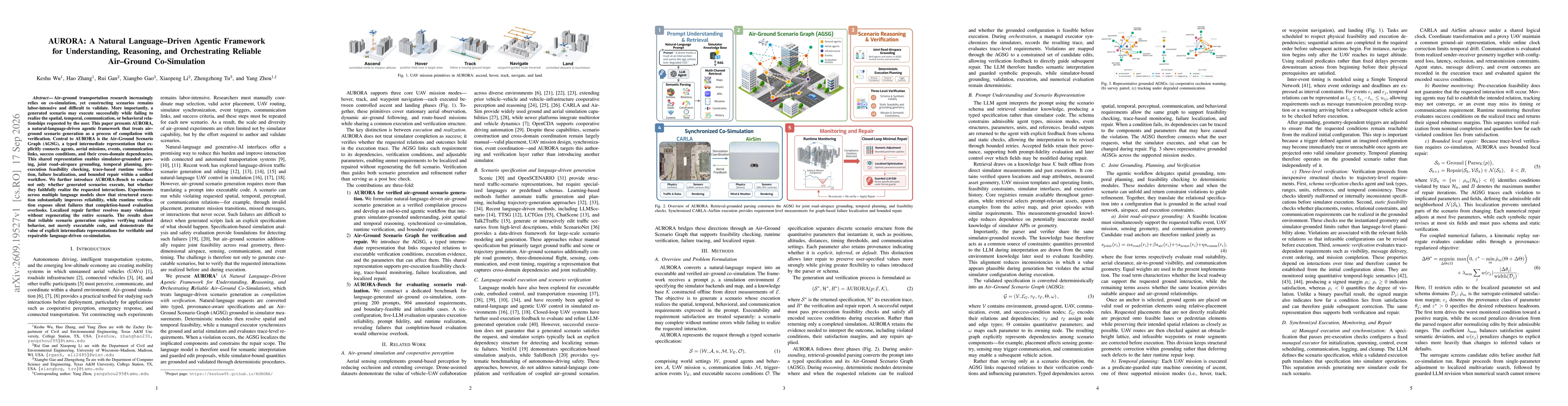 Thumbnail for AURORA: A Natural Language-Driven Agentic Framework for Understanding, Reasoning, and Orchestrating Reliable Air-Ground Co-Simulation