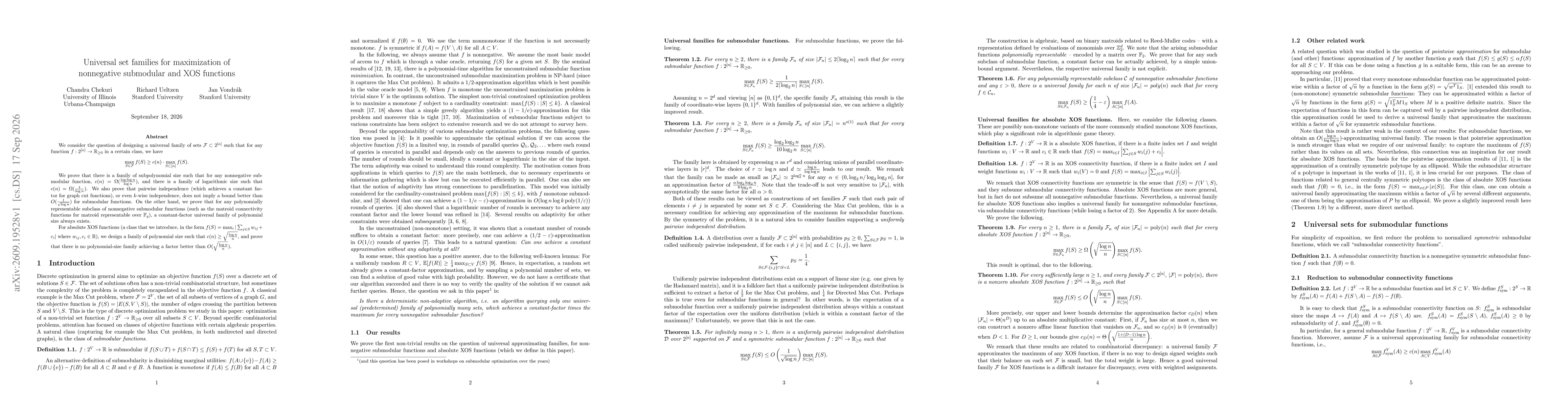 Thumbnail for Universal set families for maximization of nonnegative submodular and XOS functions