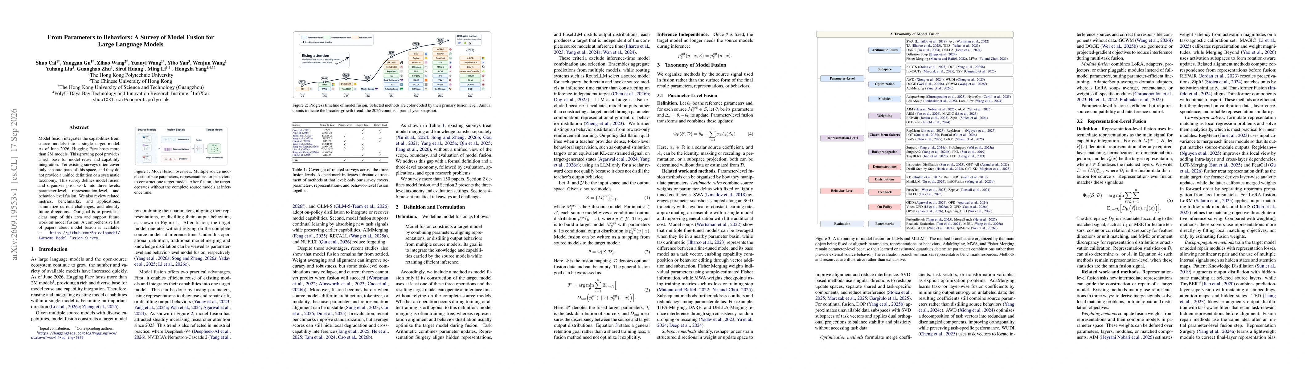 Thumbnail for From Parameters to Behaviors: A Survey of Model Fusion for Large Language Models