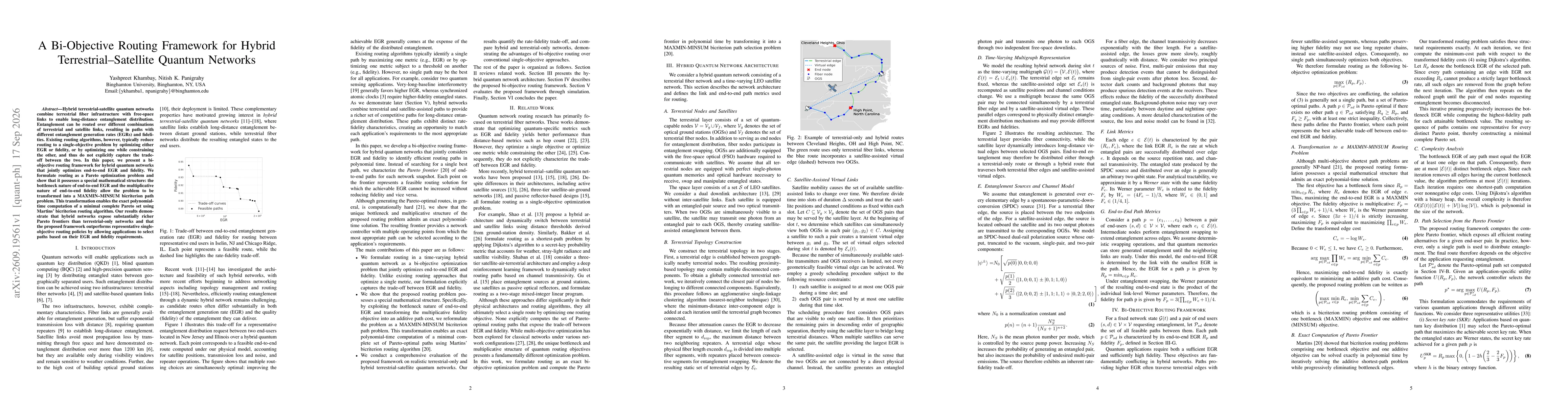 Thumbnail for A Bi-Objective Routing Framework for Hybrid Terrestrial-Satellite Quantum Networks