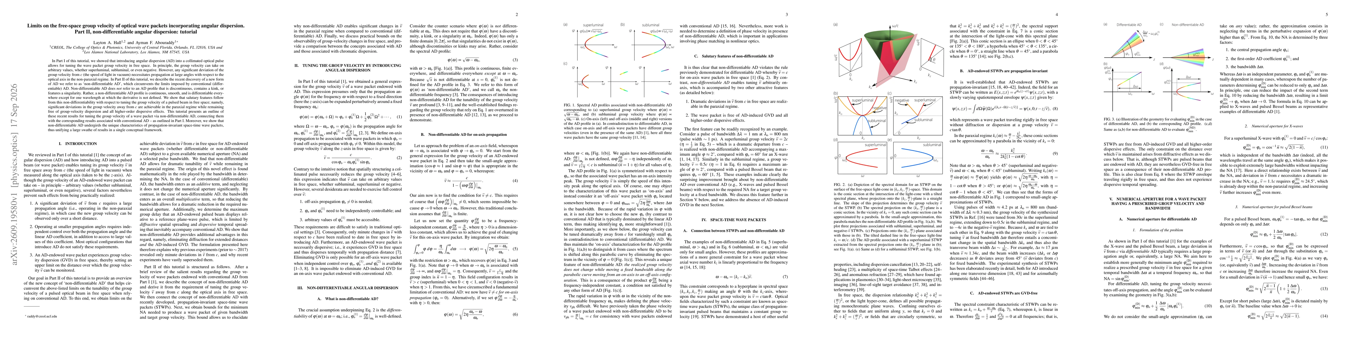 Thumbnail for Limits on the free-space group velocity of optical wave packets incorporating angular dispersion. Part~II, non-differentiable angular dispersion: tutorial