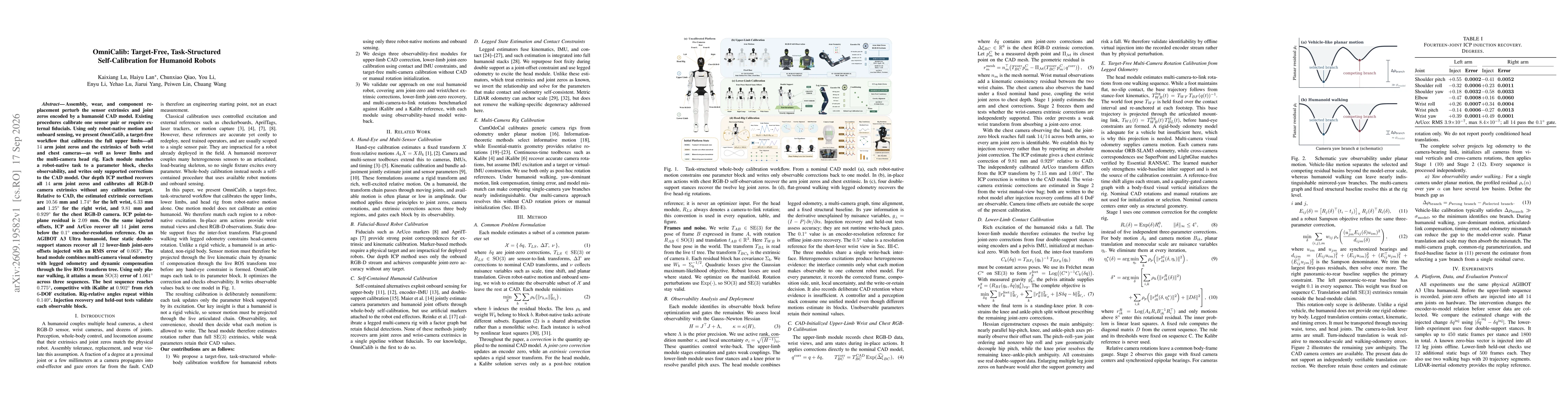 Thumbnail for OmniCalib: Target-Free, Task-Structured Self-Calibration for Humanoid Robots