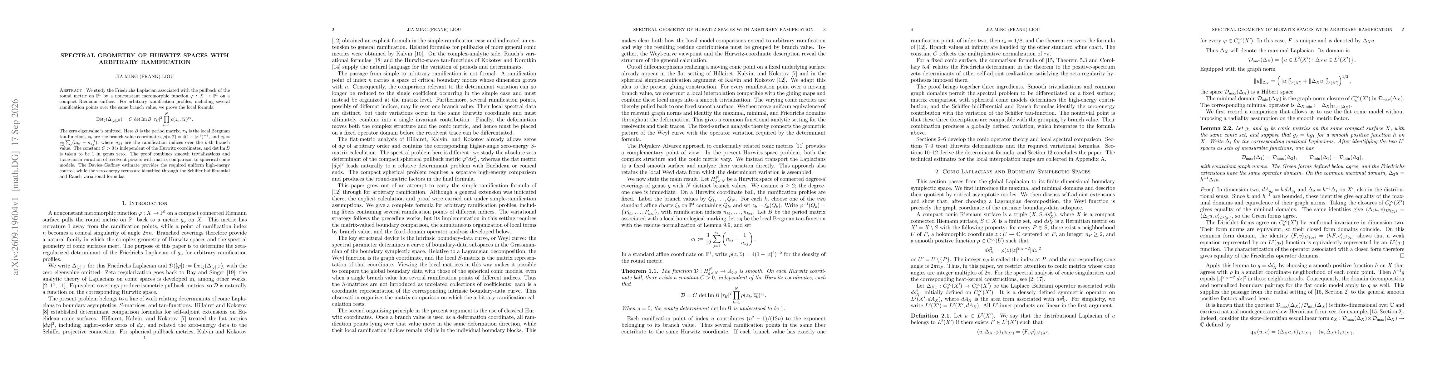 Thumbnail for Spectral Geometry of Hurwitz Spaces with Arbitrary Ramification