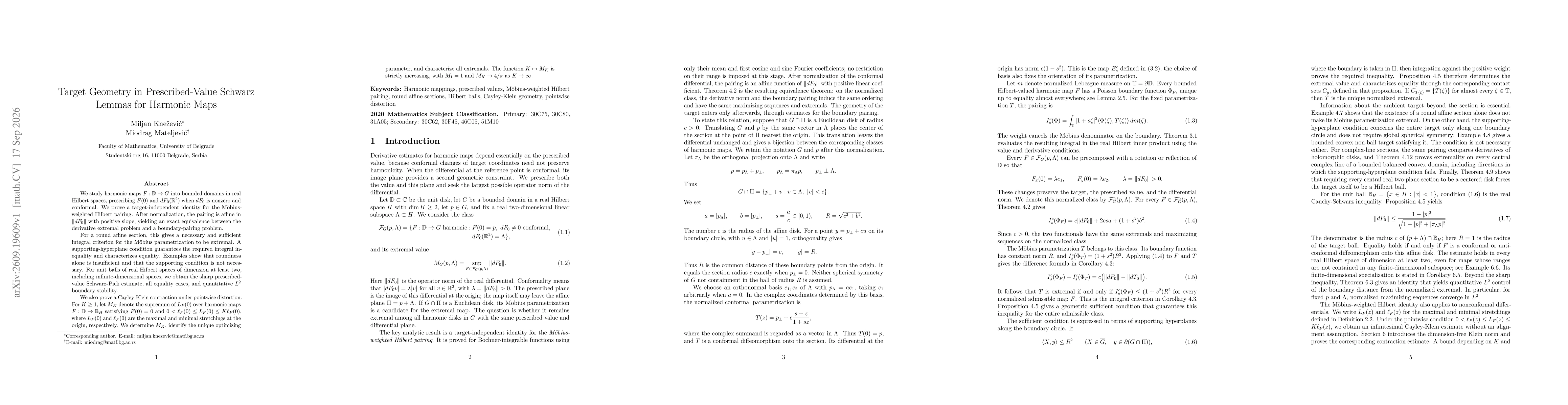 Thumbnail for Target Geometry in Prescribed-Value Schwarz Lemmas for Harmonic Maps