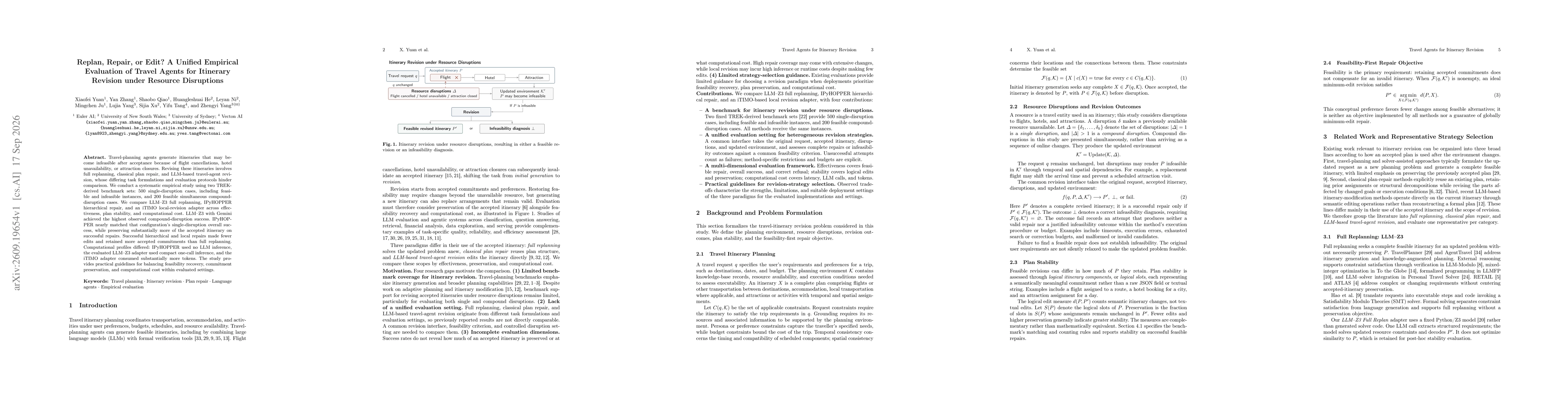 Thumbnail for Replan, Repair, or Edit? A Unified Empirical Evaluation of Travel Agents for Itinerary Revision under Resource Disruptions