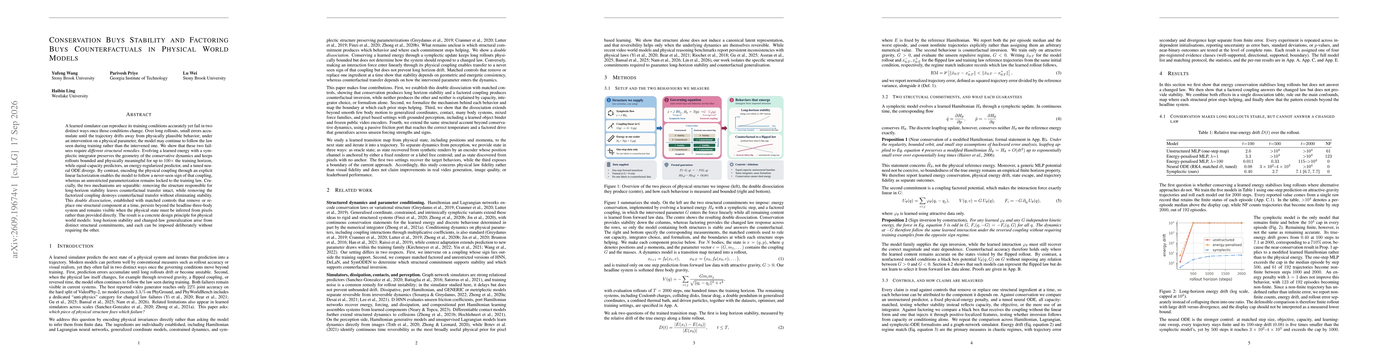 Thumbnail for Conservation Buys Stability and Factoring Buys Counterfactuals in Physical World Models