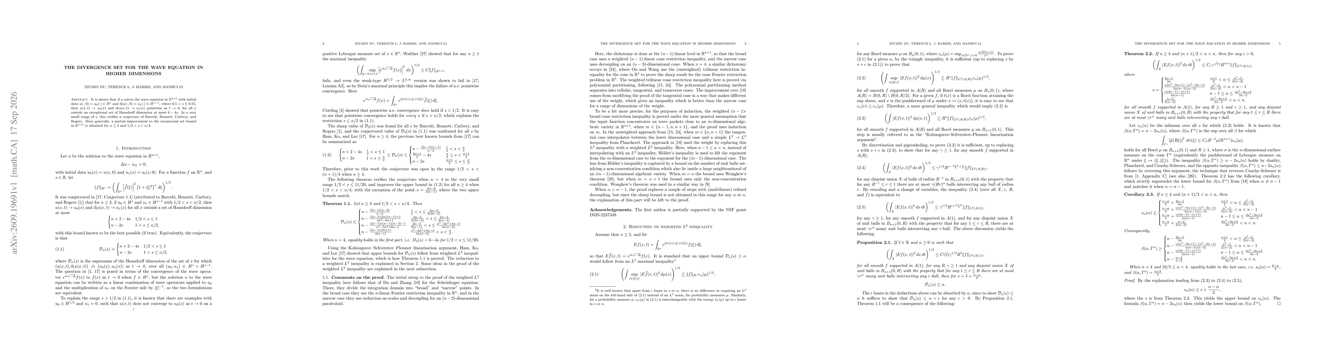 Thumbnail for The divergence set for the wave equation in higher dimensions